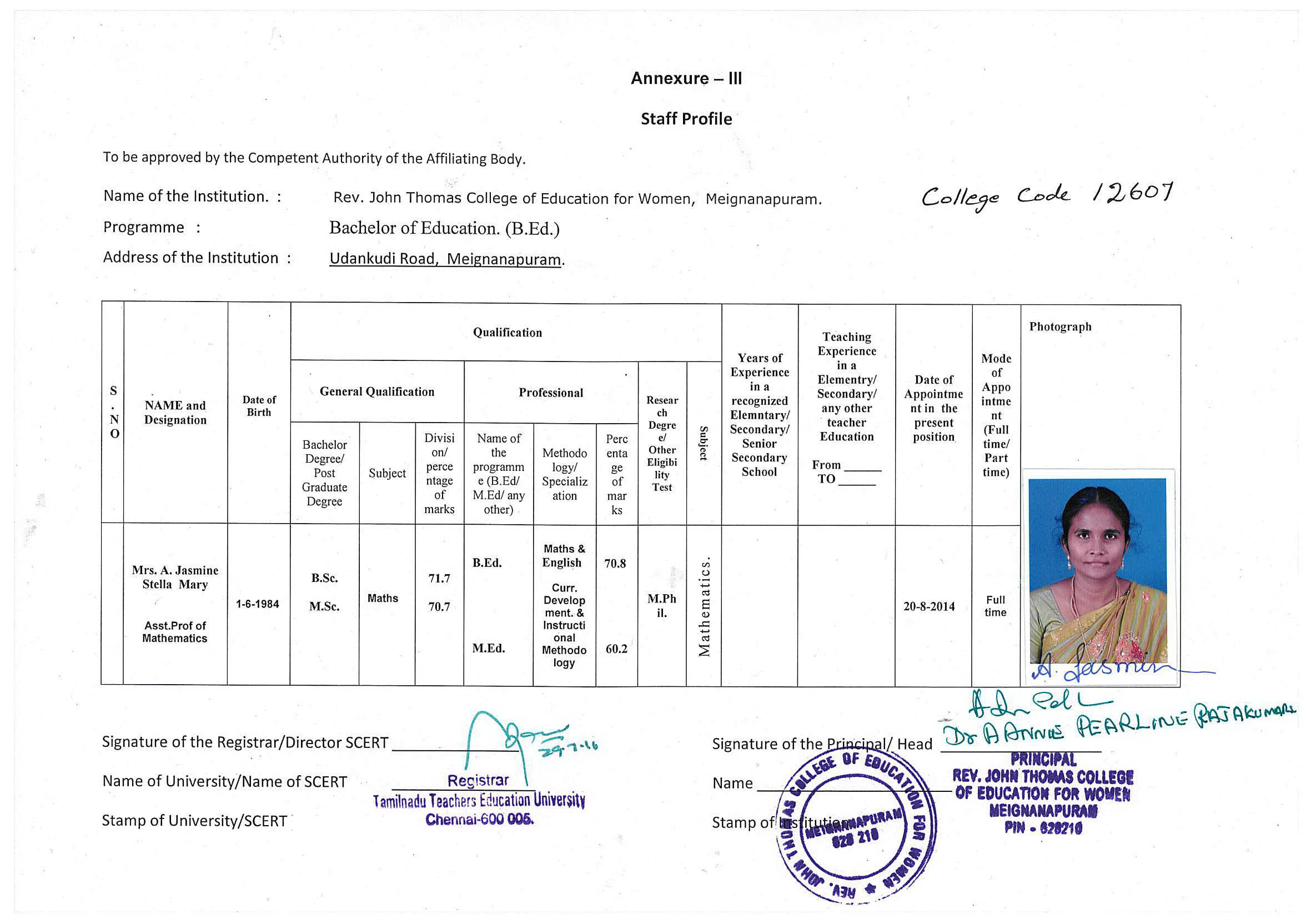 Jasmin Approval Certificate